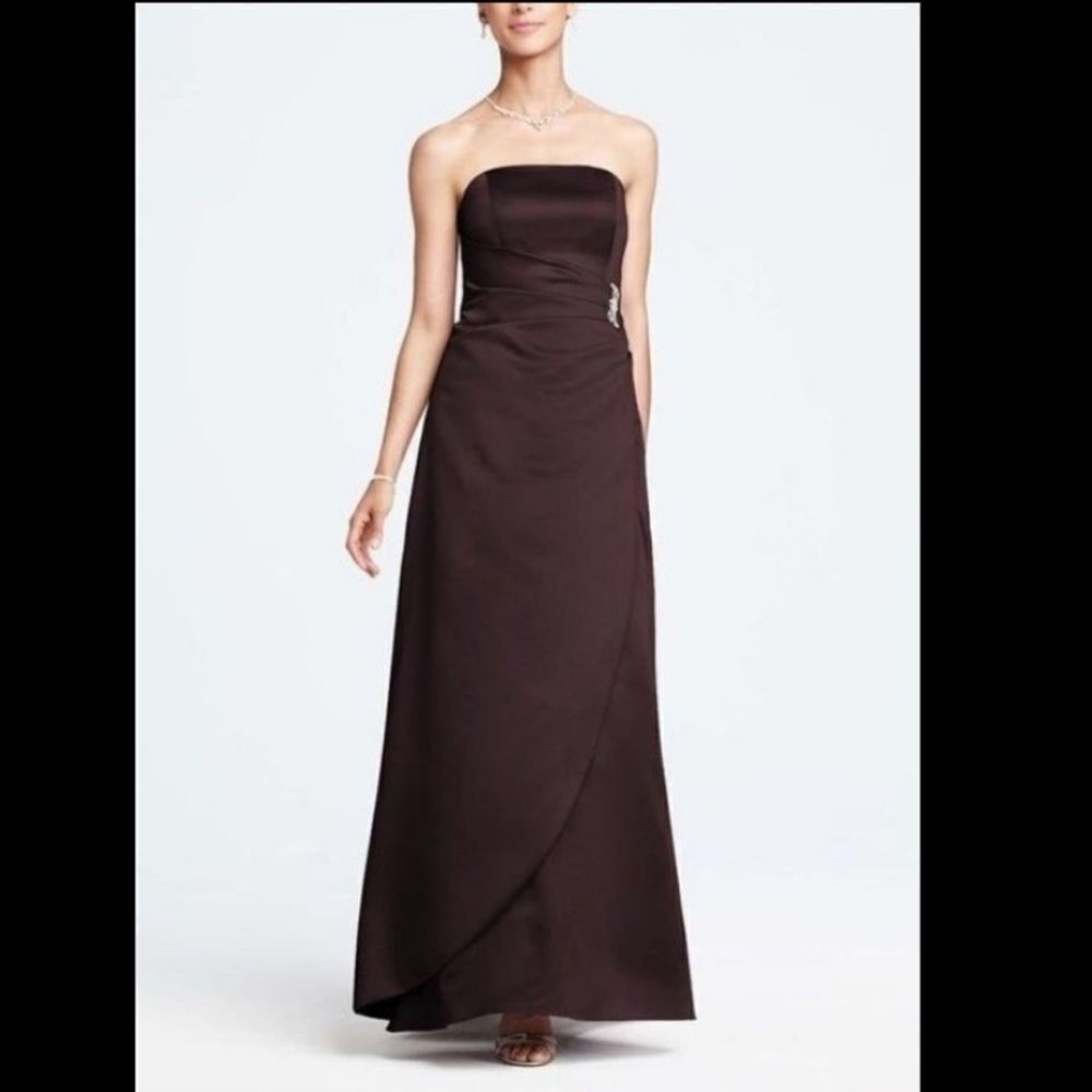 David's Bridal Brown Satin Bridesmaid's Dress (8)